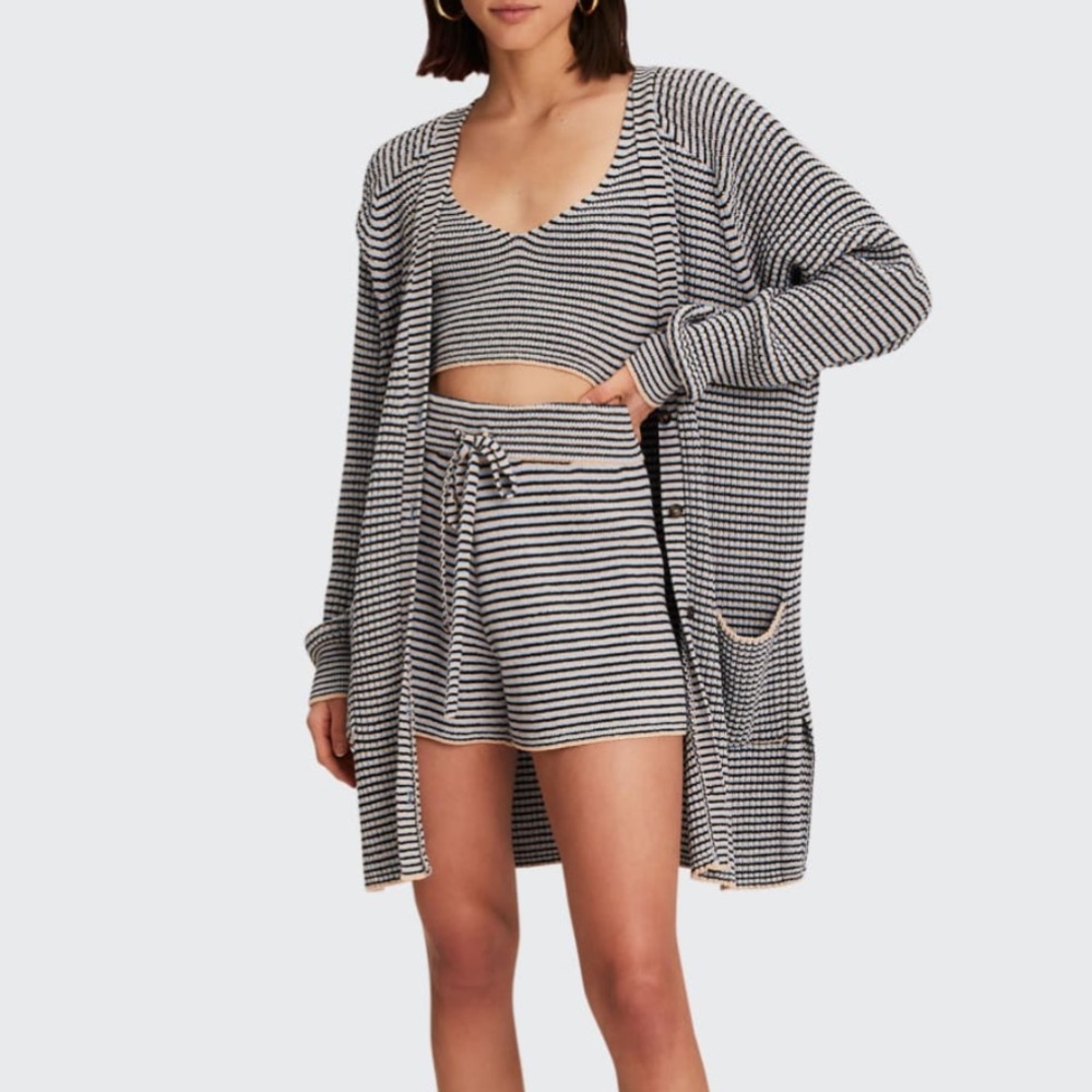A.L.C. Billie Striped Rib Knit Shorts - Size S